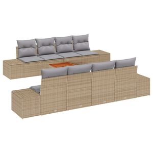 vidaXL Sodo Sofų Rinkinys su pagalve 9 pcs Smėlio poliratanas