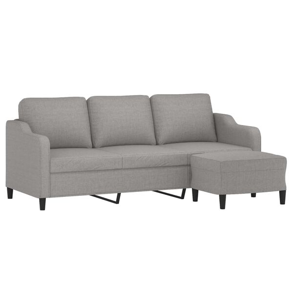 vidaXL Trivietė sofa su pakoja, &scaron;viesiai pilka, 180cm, audinys