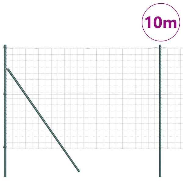 vidaXL Tvora su stulpais Žalia 1.5 x 10 m Plienas