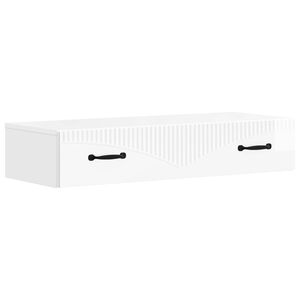 vidaXL Sieninis &scaron;oninis staliukas Itin blizgi balta Apdirbta mediena