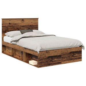 vidaXL Lovos rėmas Senas medis 135 x 190 cm Kietos pu&scaron;ies mediena