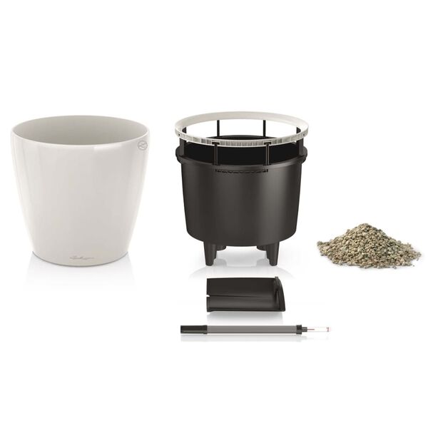 LECHUZA Vazonas CLASSICO LS 35 ALL-IN-ONE, baltas, ypač blizgus