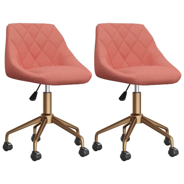 vidaXL Pasukamos valgomojo kėdės, 2vnt., rožinės spalvos, aksomas