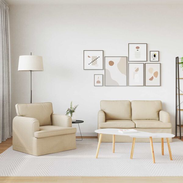 vidaXL Sofa 2 pcs Kreminė 144 x 80 x 85 cm audinys