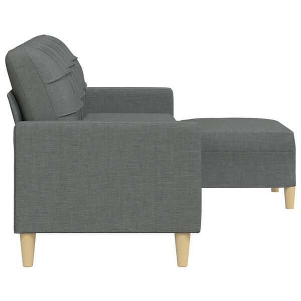 vidaXL Trivietė sofa su pakoja, tamsiai pilkos spalvos, 210cm, audinys