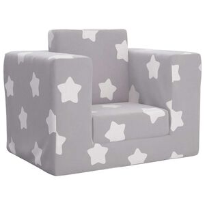 vidaXL Vaiki&scaron;ka sofa-lova, pilka, mink&scaron;tas pliu&scaron;as, su žvaigždėmis