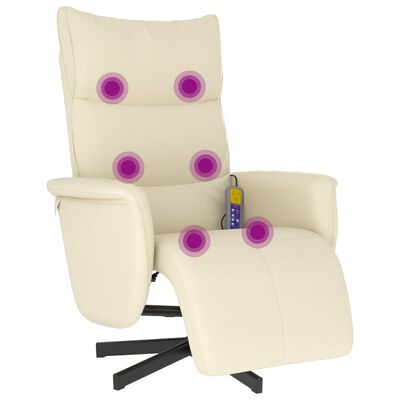 vidaXL Atlošiama msažinė kėdė su pakoja, kreminė, dirbtinė oda