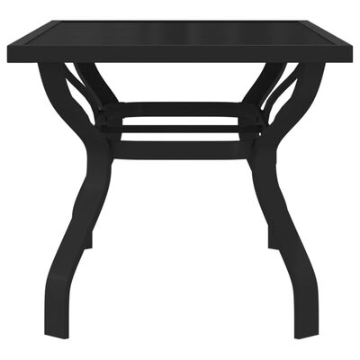 vidaXL Sodo stalas, juodos spalvos, 140x70x70cm, plienas ir stiklas