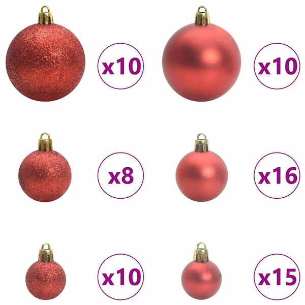 vidaXL Kalėdinių Kraitės Rinkinys su 300 LED 120 pcs Raudona Plastmasė