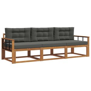 vidaXL Lauko sofos komplektas su pagalve 3 pcs Natūralus ir antracitas