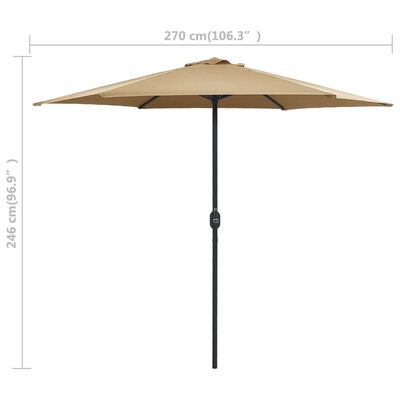 vidaXL Lauko skėtis su aliuminio stulpu, taupe spalvos, 270x246cm