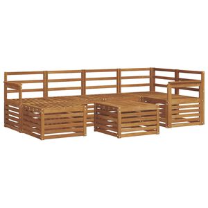 vidaXL Sekcijos sofų komplektas 7 pcs Natūrali Kietos akacijos mediena