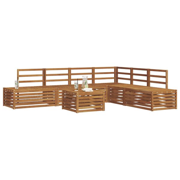 vidaXL Lauko sofos komplektas 7 Vienetas Natūrali