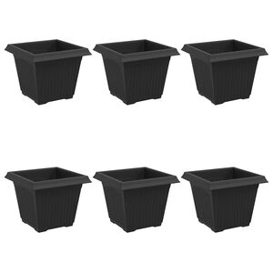 vidaXL Kvadratinis gėlių vazonas 6 pcs Juoda 20 x 20 x 16 cm Plastmasė