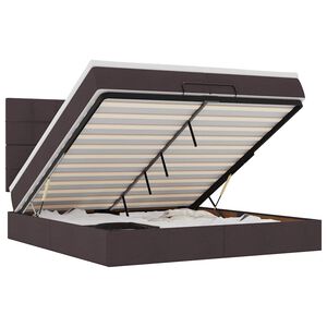 vidaXL Osmanų lovos rėmas su čiužiniais, rudas, 200x200cm, audinys