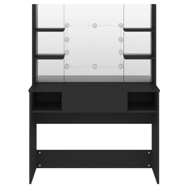 vidaXL Kosmetinis staliukas su LED, juodas, 100x40x135cm, MDF