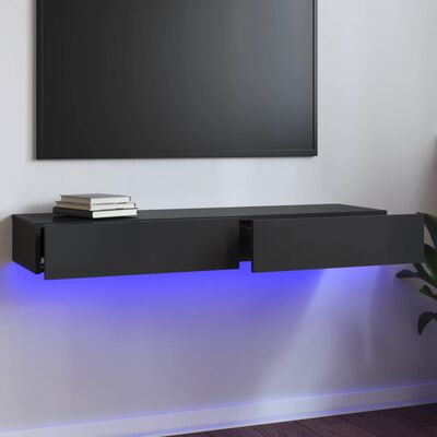 vidaXL TV spintelė su LED apšvietimu, pilka, 120x35x15,5cm, blizgi