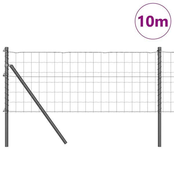 vidaXL Tvora su stulpais Pilka 0,8 x 10 m Plienas ir PVC