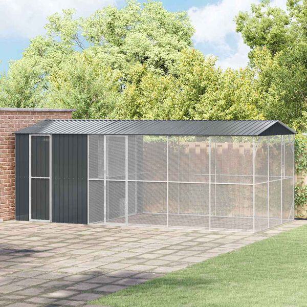 vidaXL Pauk&scaron;čių narvas Antracitas 645 x 310 x 247 cm Cinkuota plienas