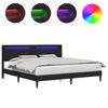 vidaXL Lovos rėmas su LED juostelėmis Juoda 200 x 200 cm Dirbtinė oda