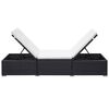vidaXL Saulės gultas su čiužinuku, juodas, poliratanas