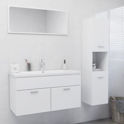 vidaXL Vonios kambario baldų komplektas, baltos spalvos, MDP