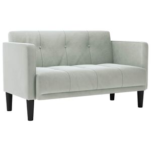 vidaXL Dvivietė sofa, &scaron;viesiai pilka, 111 cm, aksomas