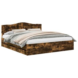 vidaXL Lovos rėmas Rūkyta ąžuolas 200 x 200 cm Inžinerinė mediena