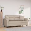 vidaXL Dvivietė sofa su pagalvėmis, kreminė, 140cm, audinys