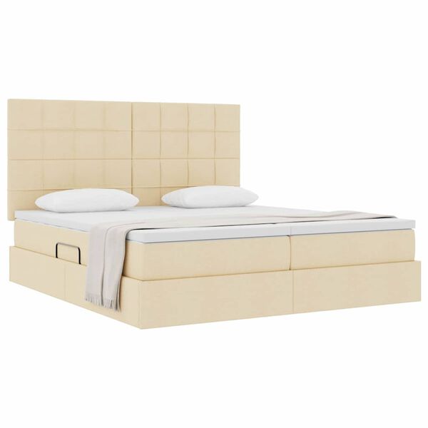 vidaXL Saugos lova su čiužiniu Kremas 200 x 200 cm Dirbtinė oda