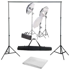 vidaXL Fotostudijos komplektas su ap&scaron;vietimo rinkiniu ir fonu