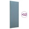 vidaXL Stogo plok&scaron;tės, 12vnt., pilkos, 100x36cm, cinkuotas plienas