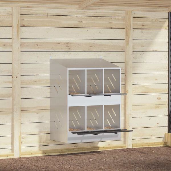 vidaXL viščiukų lizdų dėžutė su 6 skyriais cinkuoto sidabro metalo