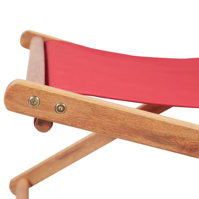 vidaXL Sulankstoma paplūdimio kėdė, audinys ir medinis rėmas, raudona