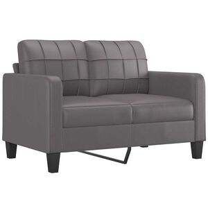 vidaXL Dvivietė sofa, pilkos spalvos, 120cm, dirbtinė oda