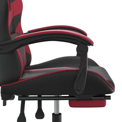 vidaXL Pasukama žaidimų kėdė su pakoja, juoda ir vyno, dirbtinė oda