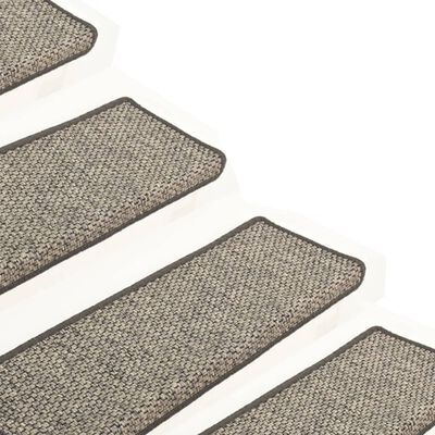 vidaXL Lipnūs laiptų kilimėliai, 15vnt., pilki ir smėlio, 65x21x4cm