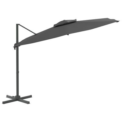 vidaXL Gembės formos skėtis su dvigubu viršumi, antracito, 400x300cm