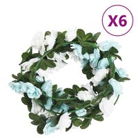 vidaXL Dirbtinių gėlių girliandos, 6vnt., mėlynos ir baltos, 240cm
