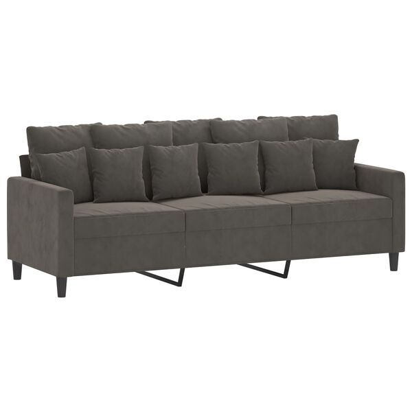 vidaXL Trivietė sofa, tamsiai pilkos spalvos, 180cm, aksomas