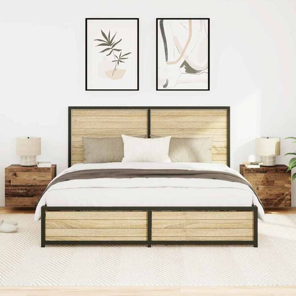 vidaXL &Scaron;alia lovos spintelė 2 pcs Senas medis 50 x 39 x 41 cm