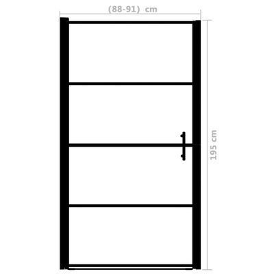 vidaXL Dušo durys, juodos, 91x195cm, grūdintas stiklas, matinės