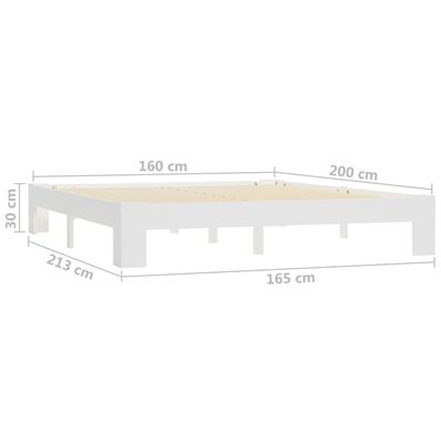 vidaXL Lovos rėmas, baltos sp., 160x200 cm, pušies medienos masyvas
