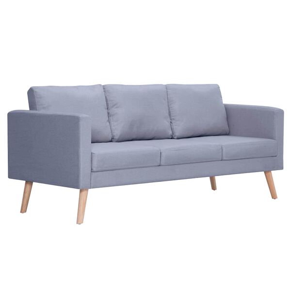 vidaXL Trivietė sofa, audinys, šviesiai pilka