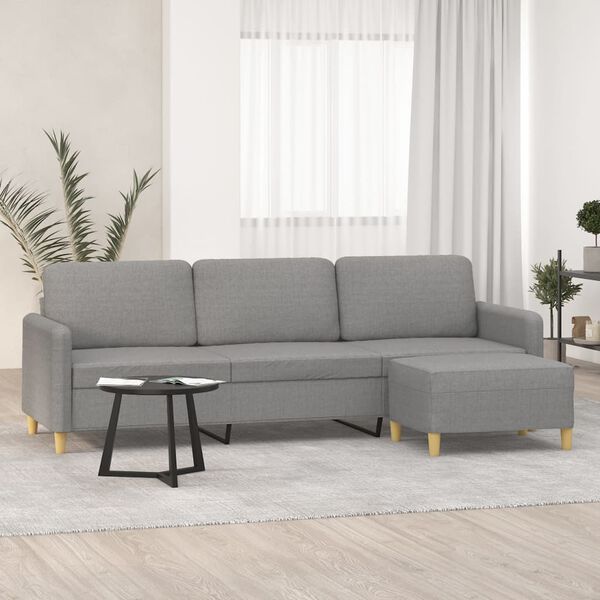 vidaXL Trivietė sofa su pakoja, &scaron;viesiai pilka, 210cm, audinys