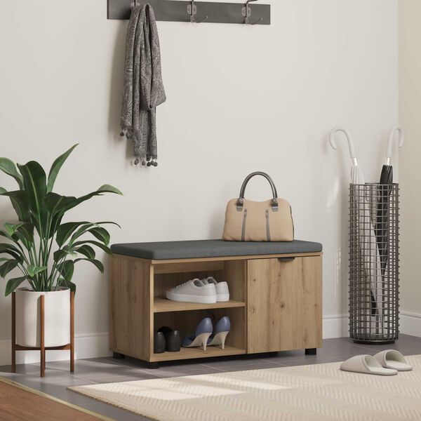 vidaXL Koridoriaus suolas su pagalve Amatinė Ąžuolas 80 x 38 x 46 cm