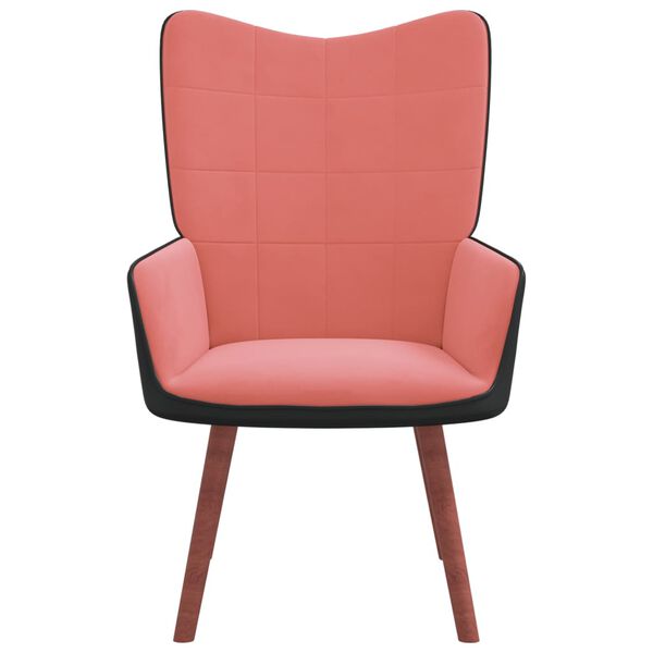 vidaXL Poilsio kėdė, rožinės spalvos, aksomas ir PVC