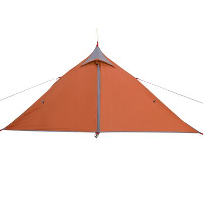 vidaXL Stovyklavimo palapinė, pilka/oranžinė, vienvietė, tipi dizaino
