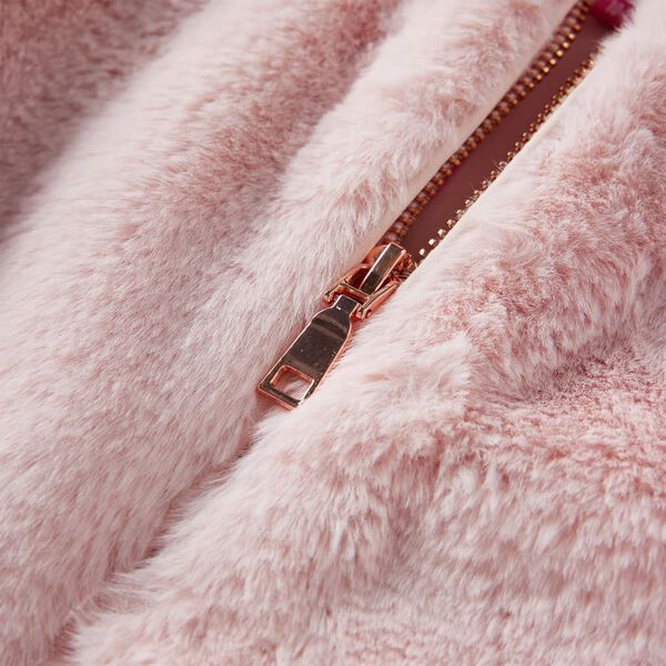 Vaikiška striukė, švelniai rožinė, dirbtinis kailis, 116 dydžio