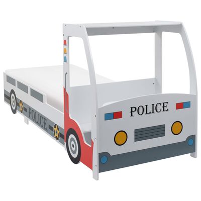 vidaXL Vaikiška lova policijos automobilis, su čiužiniu, 90x200cm